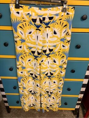 Philosophy Linen Blend Yellow Print wide Leg Pants * Medium